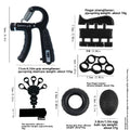 Grip strengthener tools with measurements and weight details on a white background
