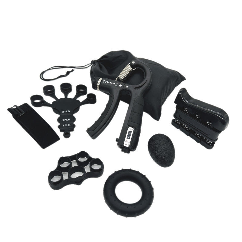 Black hand and finger exerciser set on a white background